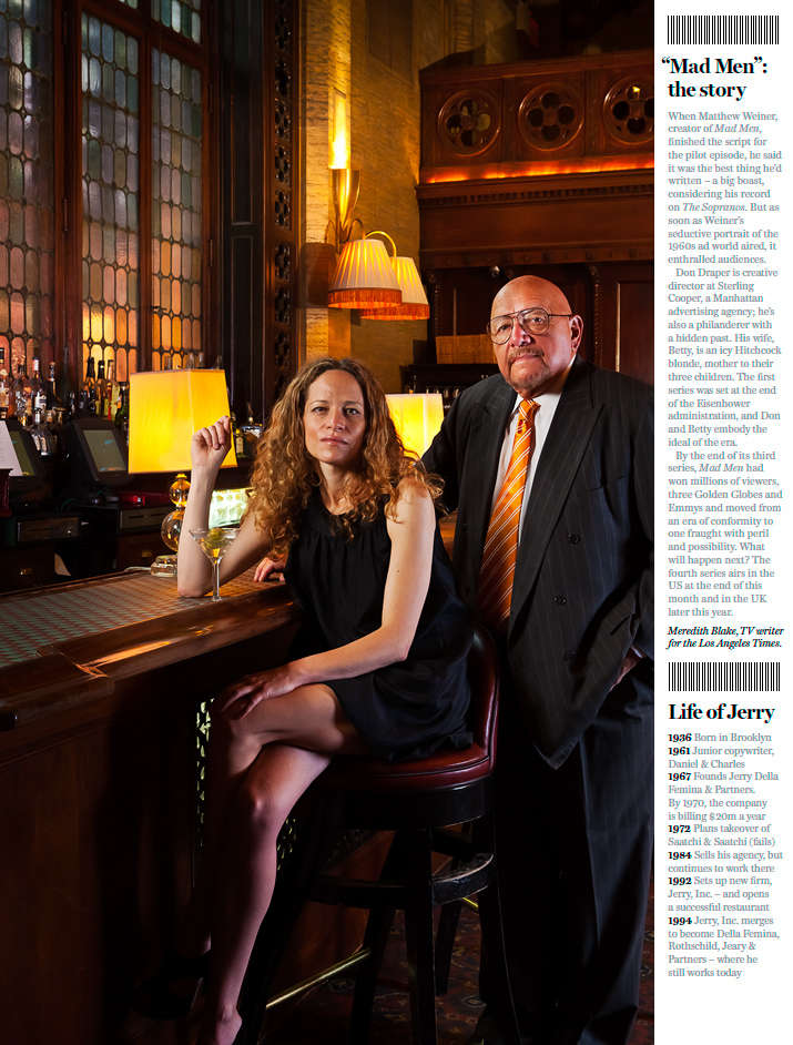 Cover story for FT Weekend, London - The man whom the TV series "Mad Men" was based on; Jerry Della Femina with New York Mag. writer Katie Roiphe photographed at the Campbell Apts., Grand Central Station, NYC