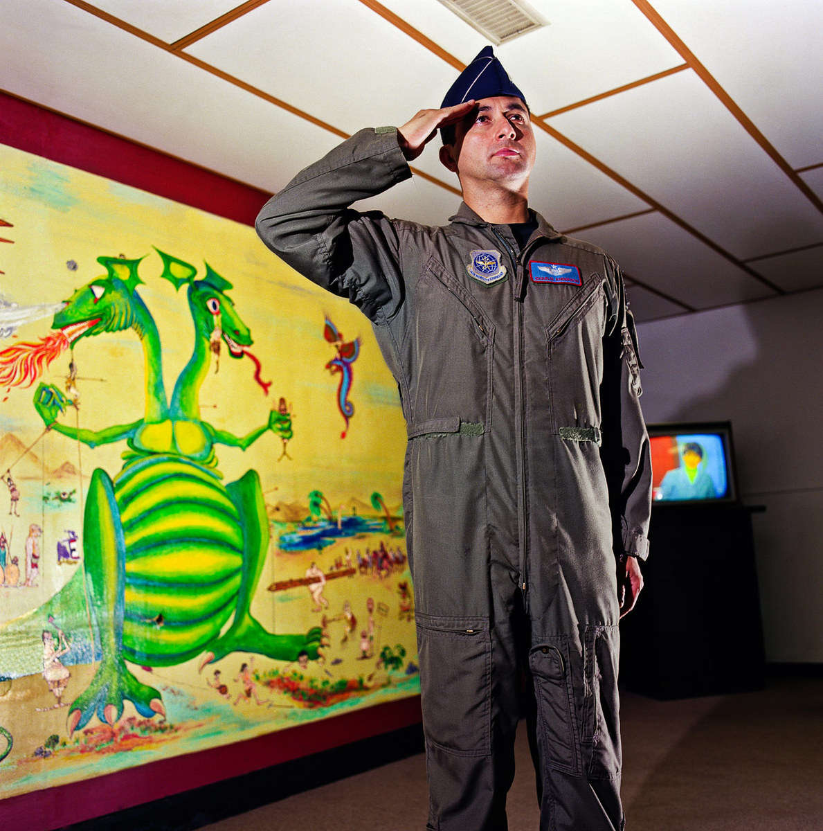 Pilot for the US National Guard
Arctic Circle, Greenland... in the waiting room at the  Arctic station.