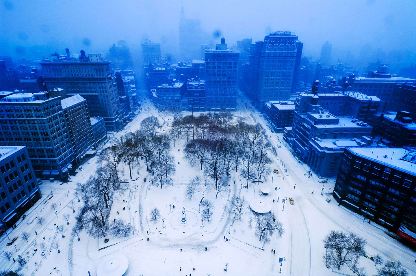Snow in Union Square NYC ... available for stock. : On The Road : New York City based photographer and video specializing in portrait corporate portraits, video, editorial stories for on location and architectural photography