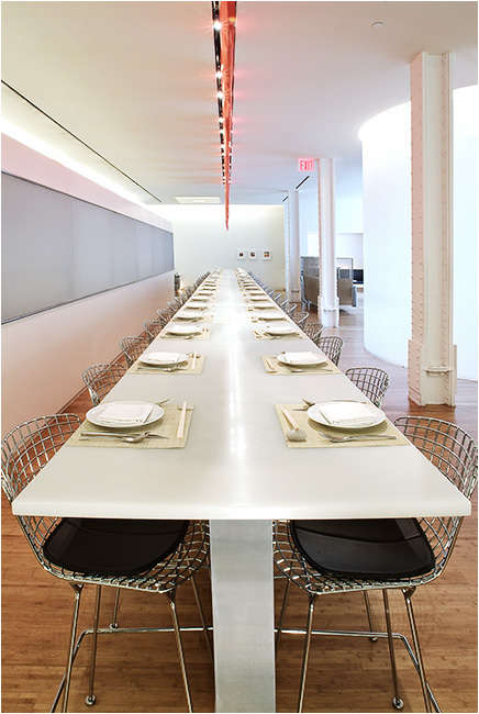 Restaurant 66, NYC with 40' resin table filling the interior of the main dining area
