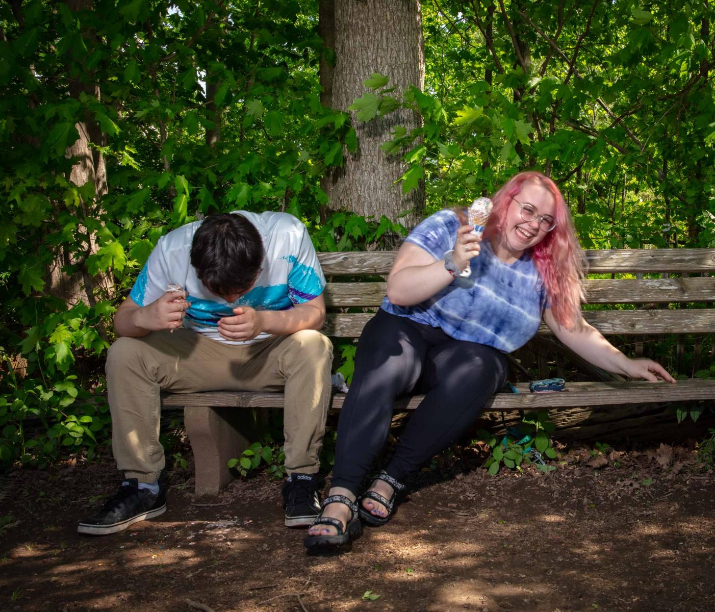 Bruce and Remmi enjoying a summer ice cream.  stock available : Portraits : New York City portrait photographer