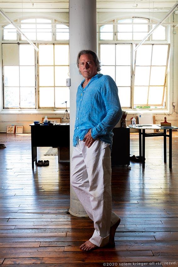 painter Donald Vaccino in his New Bedford, MA studio.  Amazing space with tall ceilings and a wall of light.  While I was with Donald, he is preparing for an exhibition in Germany. : Portraits : New York City portrait photographer