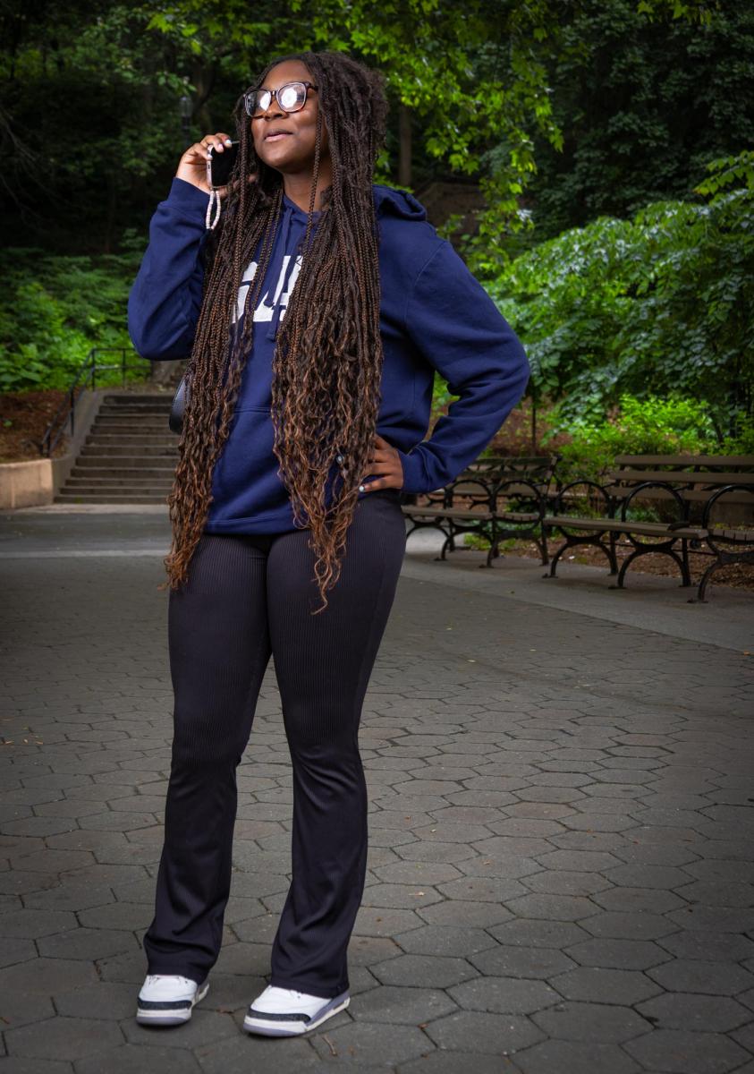 Rebecca Zadi -Jackie Robinson Park, New York City. At the Harlem park, various community pedestrians were photographed for the ReFashion Our Future produced by Susan Stair with sponsorship from the Howard Gilman Foundation, LMCC, NYC Cultural Affairs and the NYC Parks Dept.