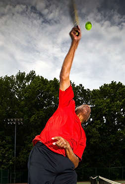 Earl Anderson portrait for Forbes Magazine article on heart surgery playing tennis 