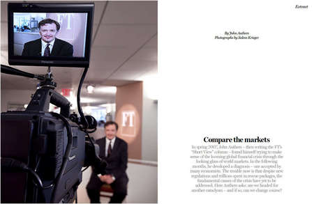 John Authers investment editor at The Financial Times, NYC where he records his broadcast  - feature article for FT Weekend, London, England