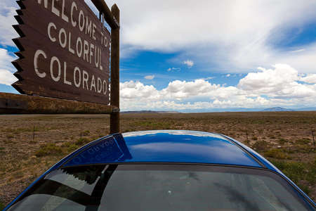 Driving with my mom on the way the Homelake VA Center in Monte Vista, CO. Signage on the New Mexico / Colorado border when entering Colorado.