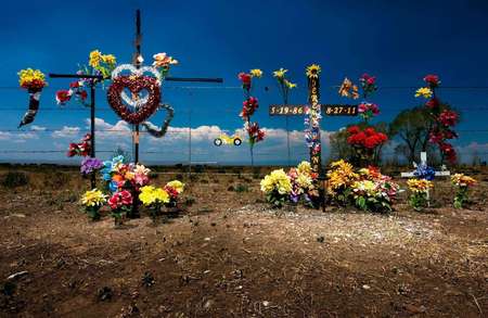 A lot of roadside accidents in Colorado - New Mexico... saw a lot of this markers for loved ones while traveling on the highways.