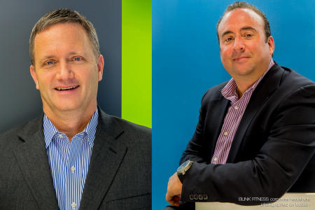 corporate portraits Blink Fitness New York City headquarters.  Background color was used by utilizing the color walls of the office space.