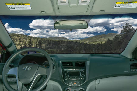 Somewhere in Colorado. Experiencing nature through glass.  The great American on the road experience.