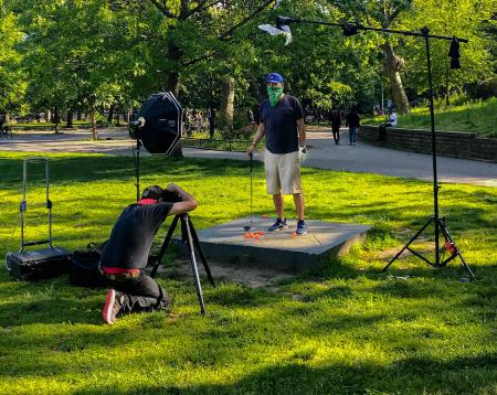 Photographing Dane's portrait in Marcus Garvey Park - Harlem - NYC.  