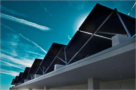 Proximity Hotel, Greensboro, North Carolina - state of the art GREEN hotel one of the first LEED certified in the USA with solar panels on the rooftop of the building supplying hot water to the entire hotel and restaurant